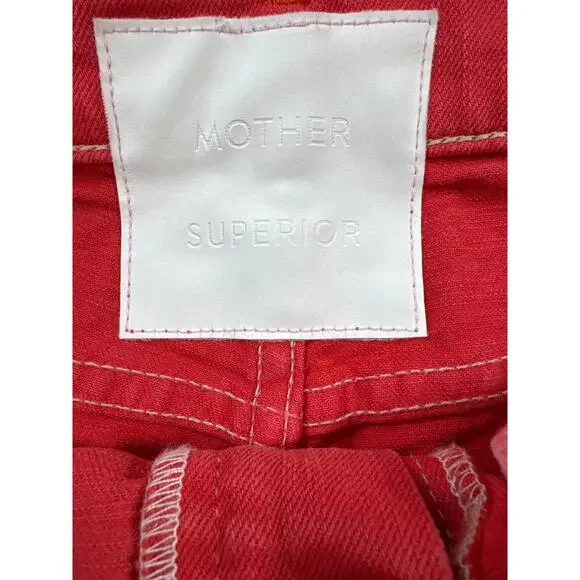 Mother Superior The Hustler Ankle Fray Jeans The Devil May Care Mars Red Sz 28 - Picture 5 of 15